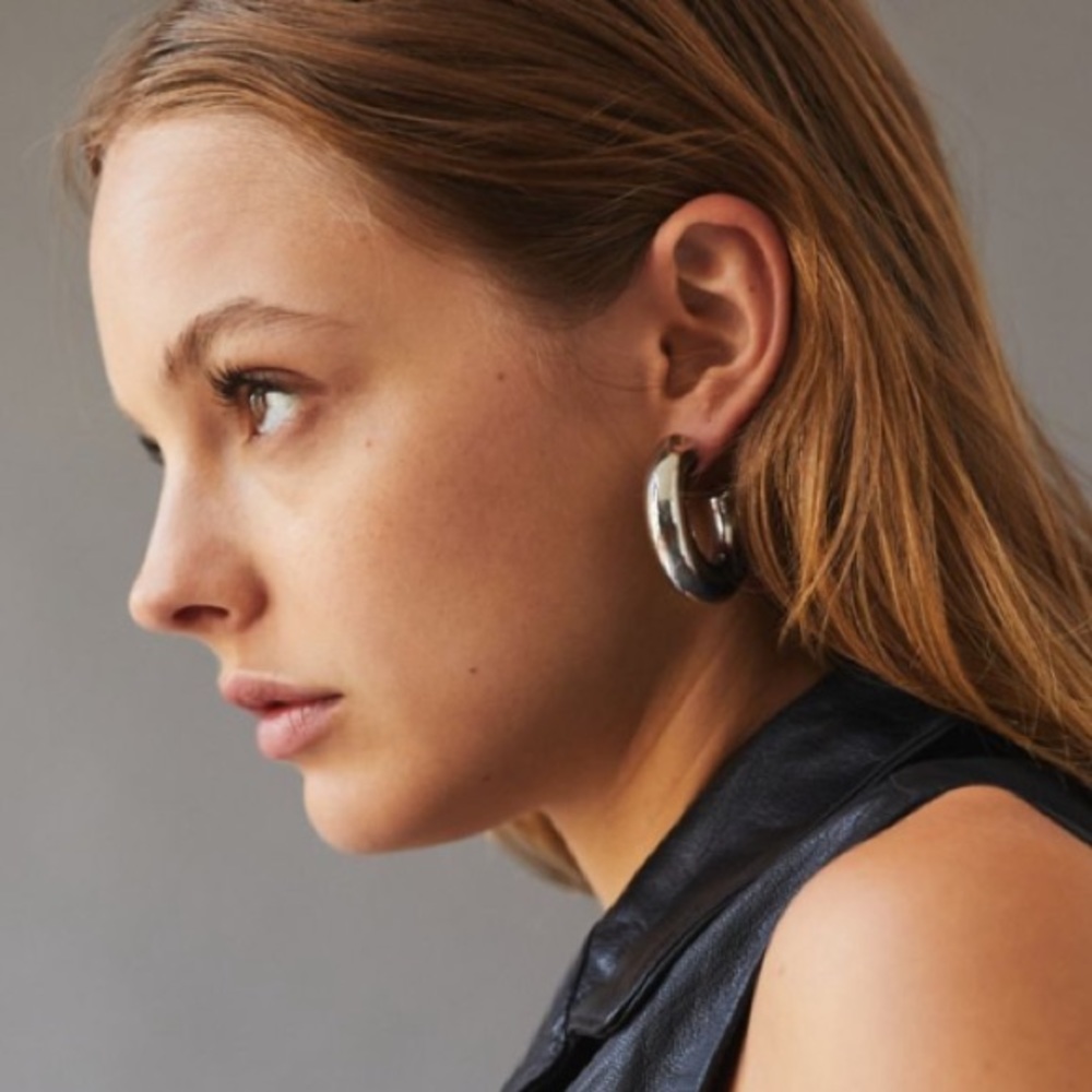 Urban Outfitters chunky tube hoop earrings.